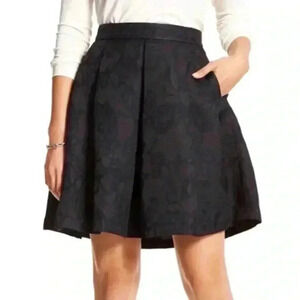 Banana Republic Black Floral JACQUARD FULL SKIRT Womens Size 2P